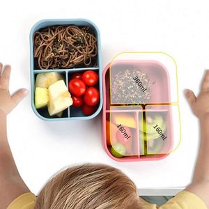 Custom 700ml 1300ml Eco Friendly Bpa Free Food Grade Compartment Food Storage Container Snack Lunchbox Silicone Bento <b>Lunch</b> <b>Box</b> - Product Image 4