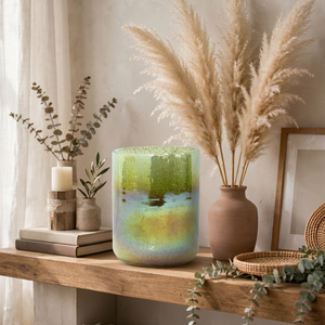 Modern Transparent Gradient Glass Tabletop <b>Vase</b> with Green Blue Colors Decorative Flower Holder for Home Wedding Decor - Product Image 1