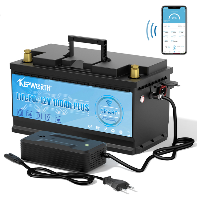 Kepworth 12v Lithium Battery 40Ah 60Ah 100ah 120Ah 200Ah Lifepo4 Battery With Blue Tooth Smart BMS for Lithium Battery BT 100Ah