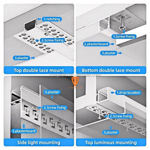Strisce per illuminazione a soffitto con profilo a Led in <span class=keywords><strong>alluminio</strong></span> a secco per <span class=keywords><strong>estrusione</strong></span> con canale opzionale - Product Image 2