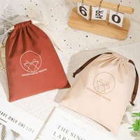 Sac à poussière portable en coton imprimé de logo personnalisé pour sac à main sac à main réutilisable à double ficelle sac pochette à cordon en coton 100% lin