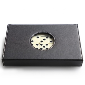 Juego de Dominó de 28 Piezas Color Marfil con Estuche de Cuero PU Negro, Dominó Doble Seis Popular - Product Image 1