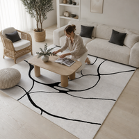 Tapis à lignes abstraites effet soie 6 pieds x 9 pieds, grand tapis de luxe résistant aux taches, tapis de salon moderne, sur mesure