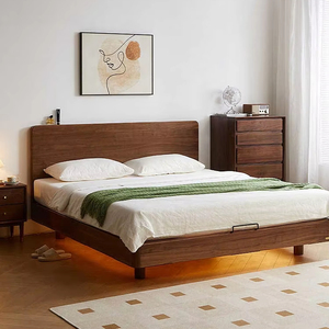 Lit suspendu en bois massif de noyer noir nord-américain Design japonais simple avec grand dossier pour mariage Hôtel Simple Double Taille - Product Image 5