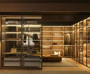 ตู้เสื้อผ้าเปิดรูปตัว L สำหรับใส่เสื้อผ้าหรูหราทันสมัยตู้เสื้อผ้าไม้เนื้อแข็งเฟอร์นิเจอร์ห้องนอน - Product Image 1