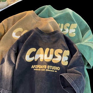 Wholesale Custom 3d Puff Print T-Shirt Manufacturer Washed Vintage Acid Wash Distressed Oversized Drop Shoulder T Shirt - Product Image 1