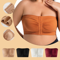 Soutien-gorge push-up sans bretelles, sans armatures, sans fil, à boutonnage frontal, style enveloppant, sexy, grande taille pour femme