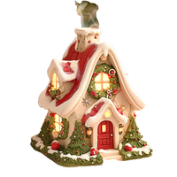HOUSEDECO Casa de Navidad con Ángel, Luces LED, Hecho a Mano, Pintado a Mano, Adornos de Resina Bonitos, Forma Personalizada, MODELO de Incienso
