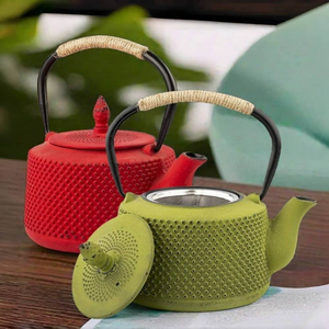 Théière Tetsubin en fonte <span class=keywords><strong>émaillée</strong></span> colorée, écologique, portable, avec infuseur et poignée noire - Product Image 6