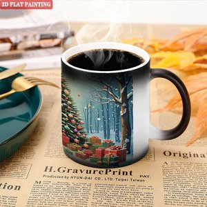 Mug personnalisé noir givré 11oz en céramique sensible à la chaleur, tasse vierge avec motif de Noël - Product Image 5