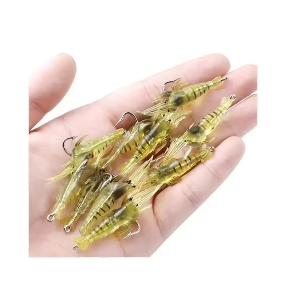 ZHUO RUN Wholesale Luminous 4cm/1g Fishing Shrimp Lures Shrimp Soft LureShrimp Soft Plastic Lure With Lead Sea Fishing