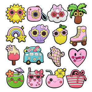<span class=keywords><strong>Adornos</strong></span> y Hebillas Decorativas para Zapatos, de PVC Suave, con Diseños de Dibujos Animados de Playa, Serie Verano 2D, Unisex, Removibles, para DIY - Product Image 4