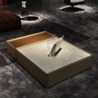 Table basse/table centrale PFZION HOME en marbre naturel moderne, bois et cuir, avec couleur et taille personnalisables pour le mobilier de salon