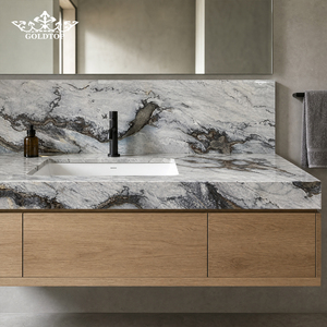 GOLDTOP Bianco Brasile Marble Slabs with Super Gloss Ink Grey Ribbon Panel Grade for Kitchen Table Tops and Bar Tops - Product Image 2