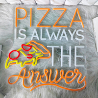 Letrero LED de Neón Personalizado PIZZA con Control Remoto, Material de Silicona Impermeable IP67, Iluminación Publicitaria para Hogar, Taxi y Automóvil