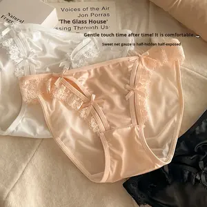 新款热销欧美蕾丝内裤女青春抱臀诱惑网布舒适柔软无缝丁字裤 - Product Image 3