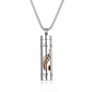 Pendentif d'aromathérapie en acier inoxydable, flacon de parfum, collier en acier titane, bijoux d'aromathérapie, collier creux pour huiles essentielles - Product Image 3