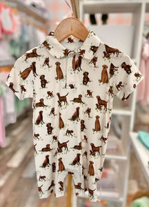 RTS Barboteuse pour tout-petits nouveau-né avec boutons de polo imprimés chien-Vêtements en gros pour bébé fille - Product Image 4