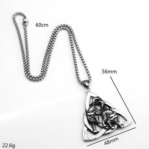 Yunnique – pendentif Viking en acier inoxydable avec double loup et nœud celtique pour hommes, collier à thème, bijoux cadeau - Product Image 5