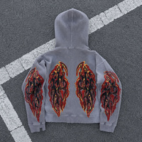Vente en gros de sweats à capuche zippés en tricot gaufré pour hommes, avec impression graphique personnalisée, veste à capuche pour hommes, fabricant de vêtements OEM