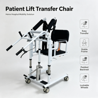 Chaise de transfert multifonctionnelle en acier, moderne, classe II, hauteur de siège réglable (42-65 cm), capacité 200 kg, revêtement poudré, vente en gros