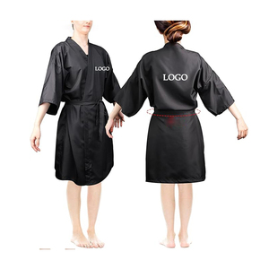 Batas de Salón de Alta Calidad con Logotipo Personalizado, Impermeables, para Estética, Peluquería, Kimono para Clientes, Tela para Peluqueros, Cintura Ajustable, 100% - Product Image 4