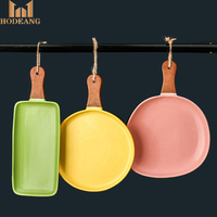 10 pouces 12 pouces couleur glaçure pelle à pizza en céramique plaque plat de service avec poignée