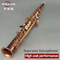 Comfortable Keys High Grade Straight Phosphor Copper Body Not Prone to Whistling Gold Lacquer Keys X3-II Soprano Saxophone