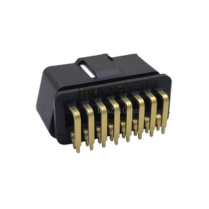 ขั้วต่อหัวเสียบ OBD สำหรับวินิจฉัยรถยนต์ 24V 12V ชุบทอง 90 องศา แบบมุมฉาก สำหรับบอร์ด PCB  แบบเชื่อมต่อ 16 พิน  ตัวเรือนทองแดง J1962 - Product Image 1