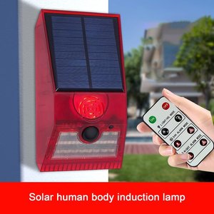 Lampe d'alarme solaire multifonction avec télécommande, sirène d'alarme <span class=keywords><strong>de</strong></span> sécurité, <span class=keywords><strong>détecteur</strong></span> <span class=keywords><strong>de</strong></span> <span class=keywords><strong>mouvement</strong></span> PIR, lumière <span class=keywords><strong>murale</strong></span> pour la maison, la cour et l'<span class=keywords><strong>extérieur</strong></span> - Product Image 2