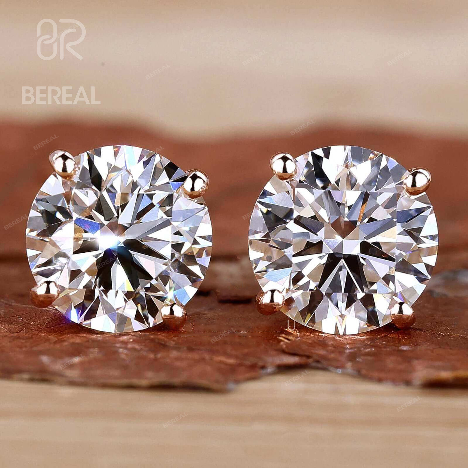 Lab Grown Diamond Earrings 14K Gold Hoop Studs