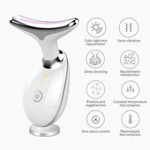 Massageador de pescoço e rosto em forma de V LED multifuncional massageador de pescoço EMS Beauty dispositivo massageador de pescoço e rosto