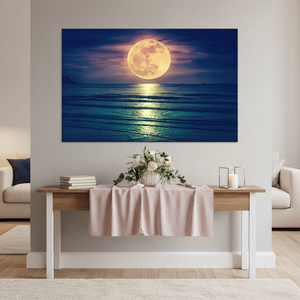Moonlit Sea Printed Canvas Art: Coastal Serenity Wall Decor,<b>WRAPPED</b> CANVAS - Product Image 3