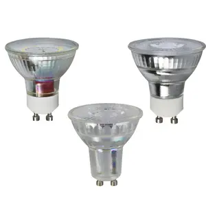 GU10发光二极管灯泡，可调光2700K软白色4.5W (50w卤素当量)，MR16全玻璃罩，25000小时