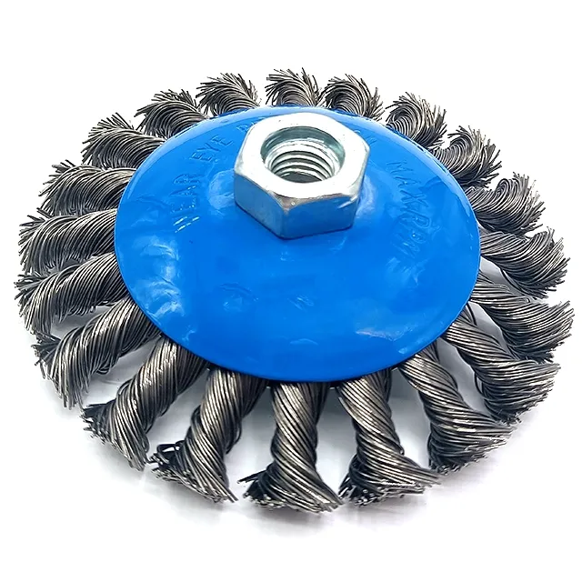 SATC Supply High Efficiency Brush Blue Cup Twist-Knot Wire Brush Conical/ Steel Wire Wheel Brush