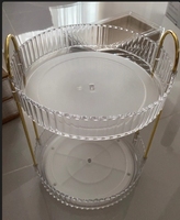 Organisateur de maquillage rotatif transparent à 3 niveaux pour coiffeuse et comptoir de salle de bain