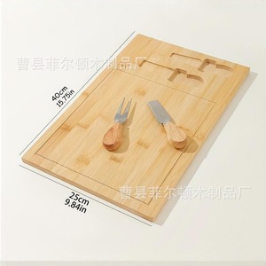 Juego de Tabla de Quesos de Bambú Felton 41x15.8x1.5 Cm con Cuchillo y Tenedor para Servir Queso y Fruta - Product Image 5