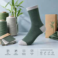 Chaussettes en fibre de bambou tricotées par le fabricant, modèle Dress Crew Pine Mist, avec structure talon-orteil, en fibre de bambou, entretien facile, logo personnalisé