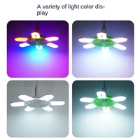 Ventilateur de plafond LED E27 moderne à moteur DC, télécommandé, pliable en U, intensité variable, 3 vitesses, pour salle de bain, métal et plastique