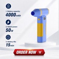 Ventilateur turbo-jet sans fil 50W 4000mAh, souffleur d'air électrique portable sans balais pour le nettoyage de voitures, PC et claviers