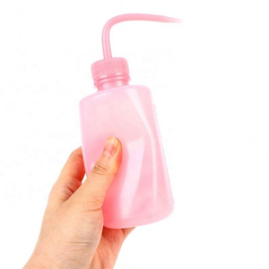 Pink Plastic Squeeze Bottle With Long Neck Spout Square Shape Screw Cap Household Use - Product Image 1