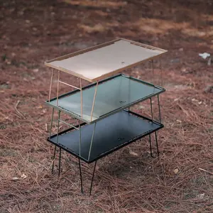 MIDOSO-Mesa de madera de bambú con patas ajustables para acampada, muebles de patio para exterior