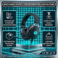 Headset Gaming Berkabel Mikrofon Peredam Kebisingan yang Dapat Dilepas Driver Dinamis 50mm Kabel RGB Terjalin Kantor OEM ODM
