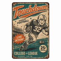 Plaque Métallique Vintage Personnalisée Imperméable avec Motif Football Américain pour Décoration Murale de Club ou Chambre – Vente en Gros