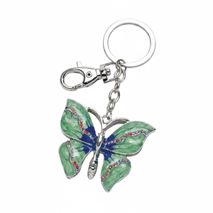 Portachiavi con cristalli a forma di farfalla, design elegante, senza scatola - Product Image 2