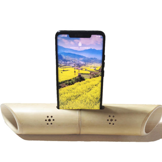 Bamboo Rectangular Physical Sound Amplifier Bracket Wooden Mobile Phone Loudspeaker