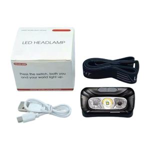 Custom Logo Head Flashlight Promotional Gifts <b>USB</b> Rechargeable <b>Mini</b> Headlamp Torch with Box - Product Image 1