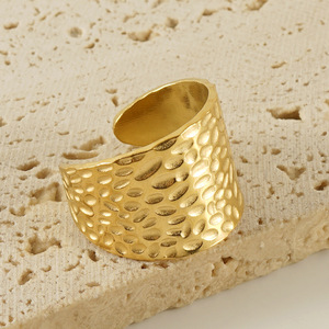 ZOGXIN Hammered Gold <b>Ring</b> <b>Adjustable</b> Open Band Unisex Index Finger Jewelry Gift - Product Image 3