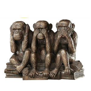 Entendre-non, voir-non, <span class=keywords><strong>parler</strong></span>-pas de mauvais singes Statue d'animal trois vraies de l'homme Figurine, 7 pouces, polyrésine, finition Bronze - Product Image 1