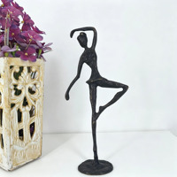 Escultura de Bailarina de Ballet Abstracta de Hierro Fundido, Adorno de Metal con Figura de Chica Bailando, Decoración para el Hogar, Regalo Artesanal